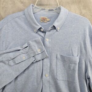 Faherty Size Large Coastline Knit Long Sleeve Button Down Shirt Light Blue
